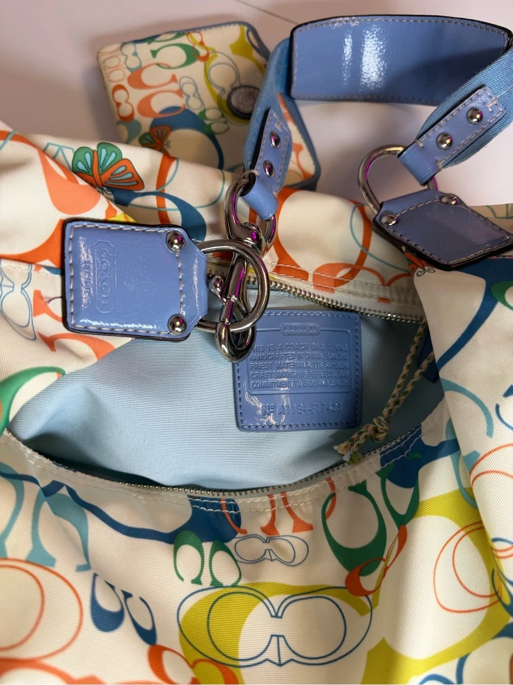Coach F17423 Optic Signature Butterfly Hobo Bag Wristlet Set Y2K RARE coin pouch